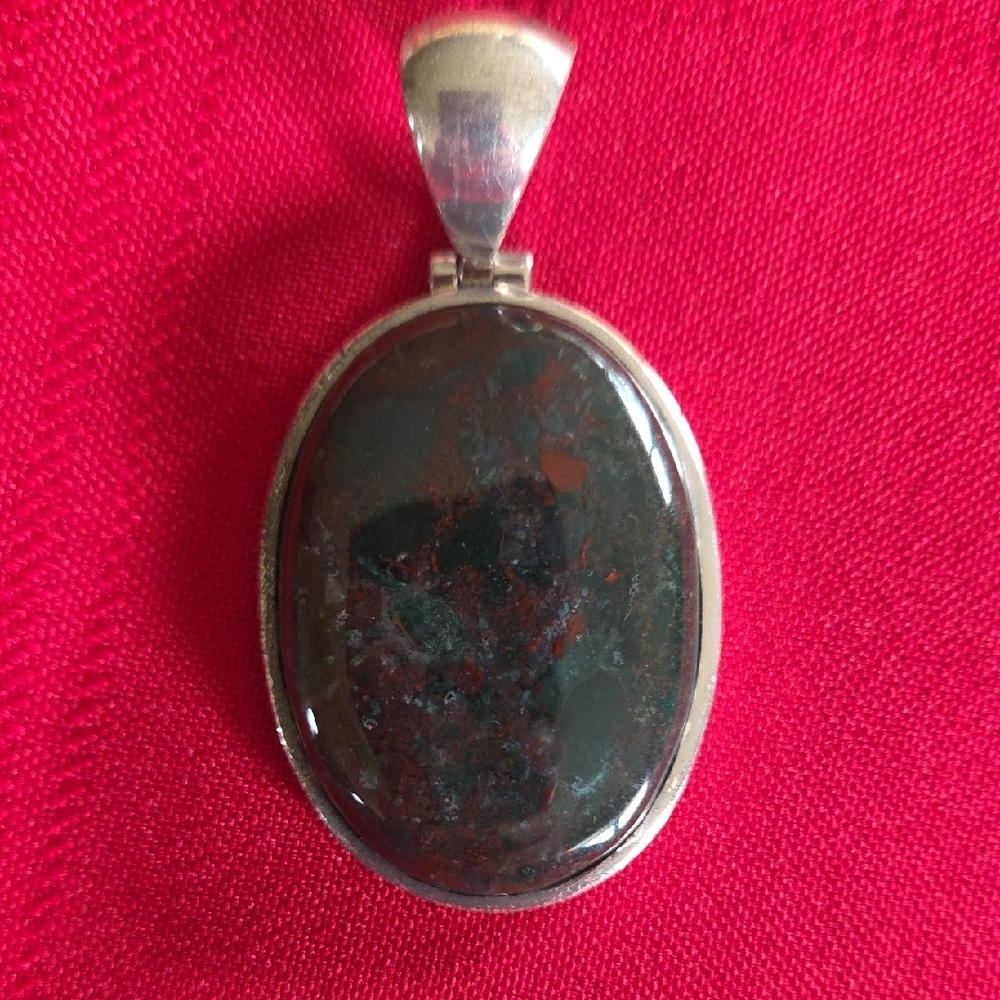 Vintage Bloodstone Sterling Silver Pendant